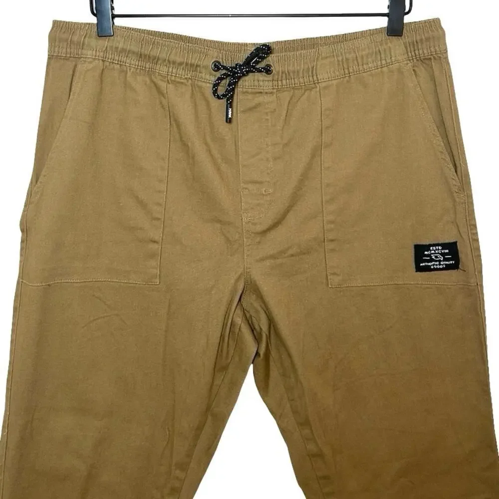 Tony Hawk Men’s Stretch Canvas Joggers Dark Tan Size Large